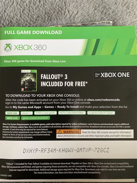 fallout 3 xbox download code.